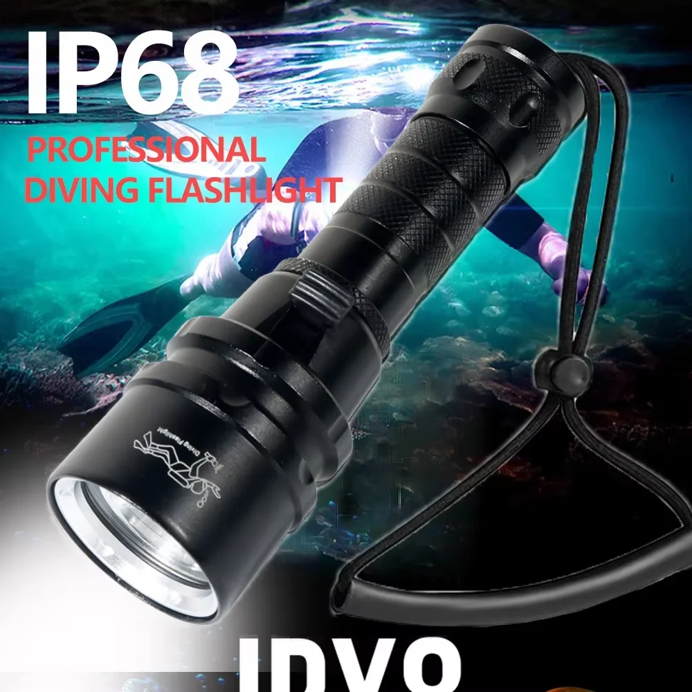 

Мощный фонарь для дайвинга IP68 с максимальной степенью водонепроницаемости, профессиональный подводный фонарь на аккумуляторе 18650 с ремешком на руку