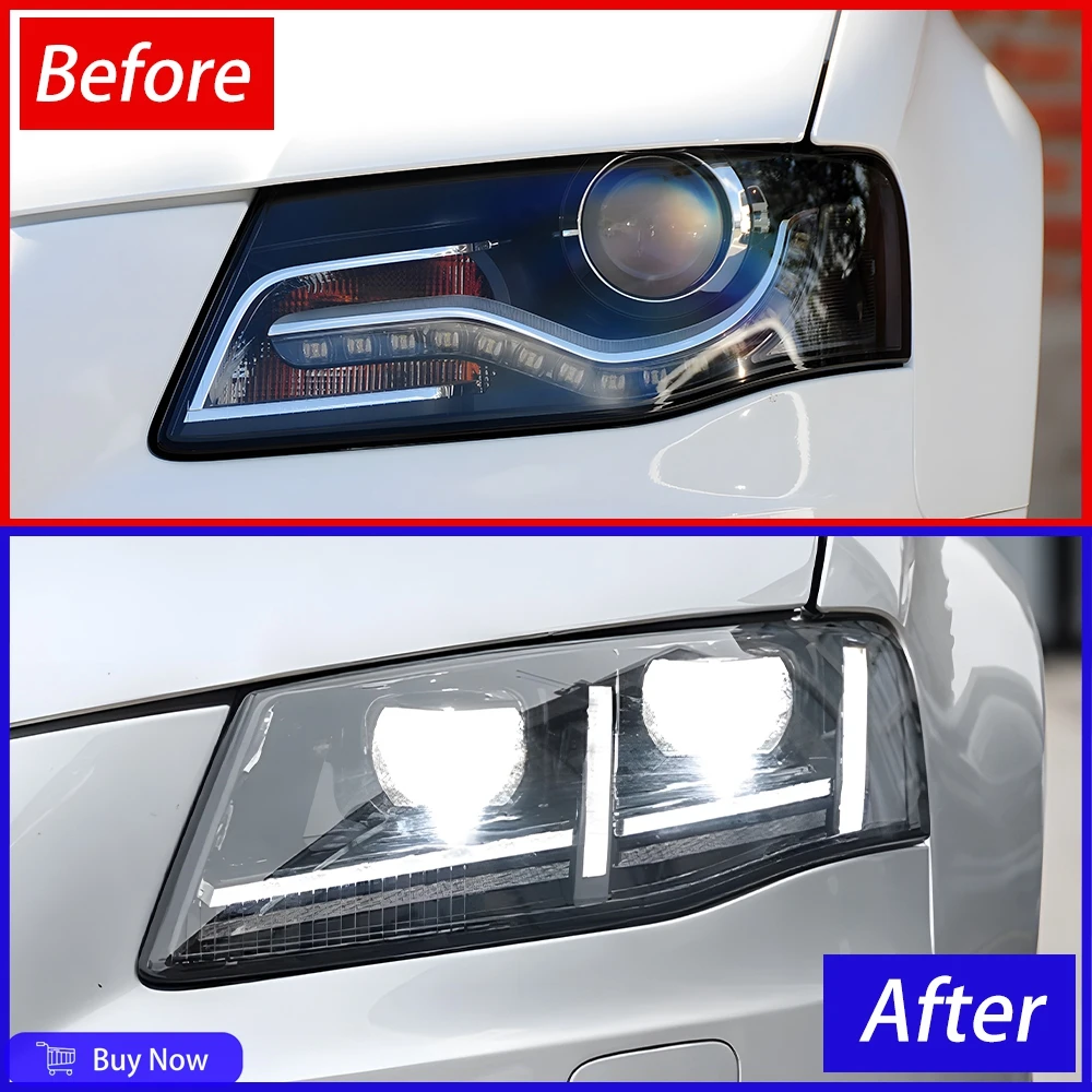 For Audi A4 B8 2009-2012 Style Car Front Lamps Assembly Upgrade High Quality Dynamic Blink LED Dual Projector Lens Accessories