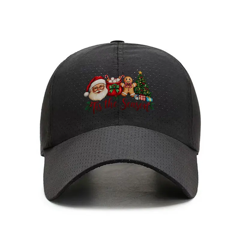 Christmas Santa Quick Dry Breathable Baseball Cap Adjustable Sports Hat for Outdoor Wear