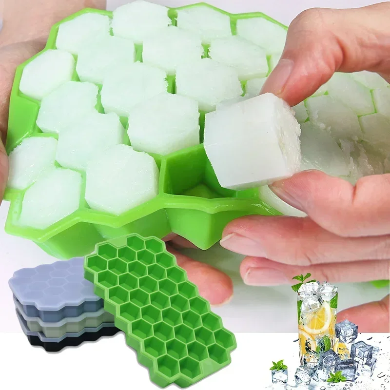 Cover Cellular Mesh 37-grid Silicone Ice Cube Mold with Stackable DIY Ice Mold Reusable Food Grade Kitchen Utensils Worldmuma