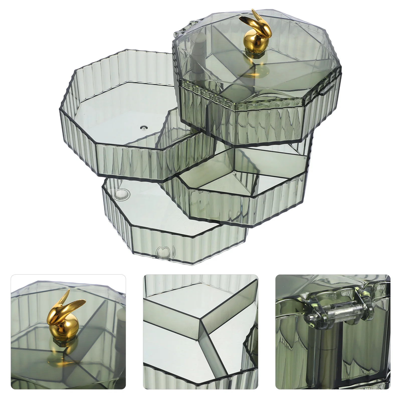 

4-Tier Jewelry Storage Box Large Capacity Desktop Organizer for Necklaces Rings Earrings Compact Space Saving Dresser Jewelry