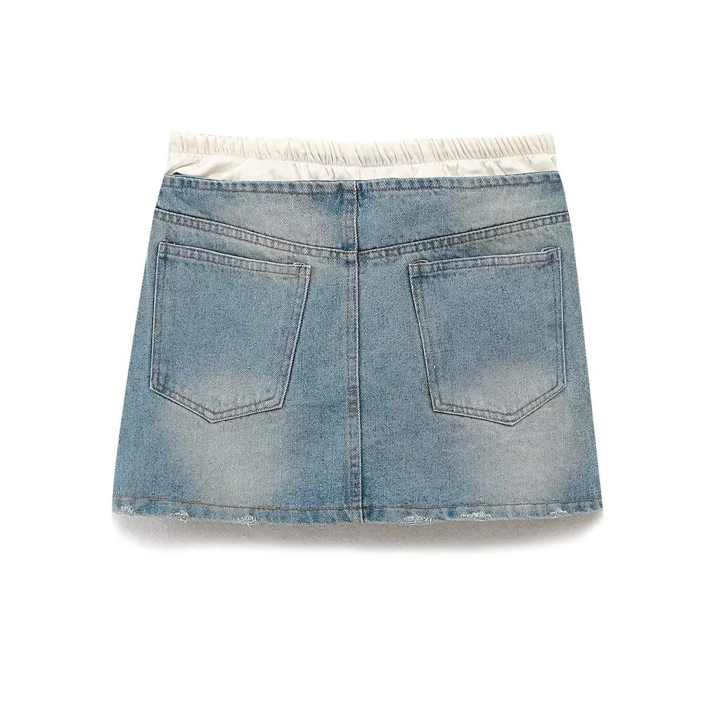 

Casual High Waist Patchwork Belted Skirt ort Skirts Nine Zar Women's Clothing Commute Sle Stand Size Pure Color