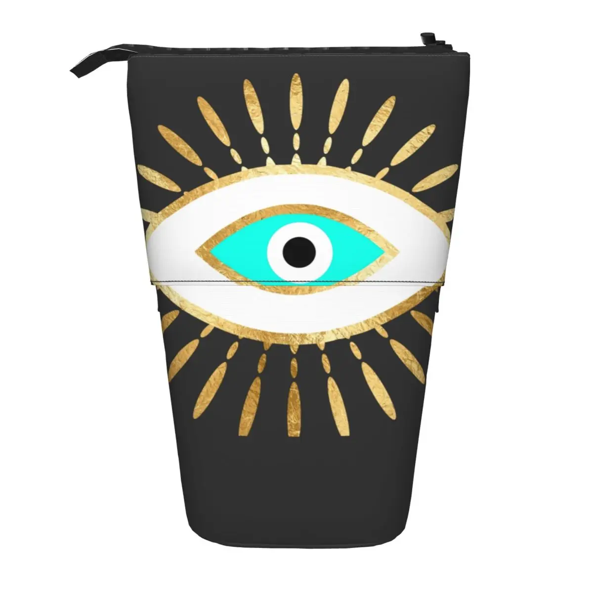 

Custom Hamsa Evil Eye Gold Foil Print Telescopic Pencil Cases for Boys Girls Large Capacity Nazar Amulet Pen Bag Box Stationery