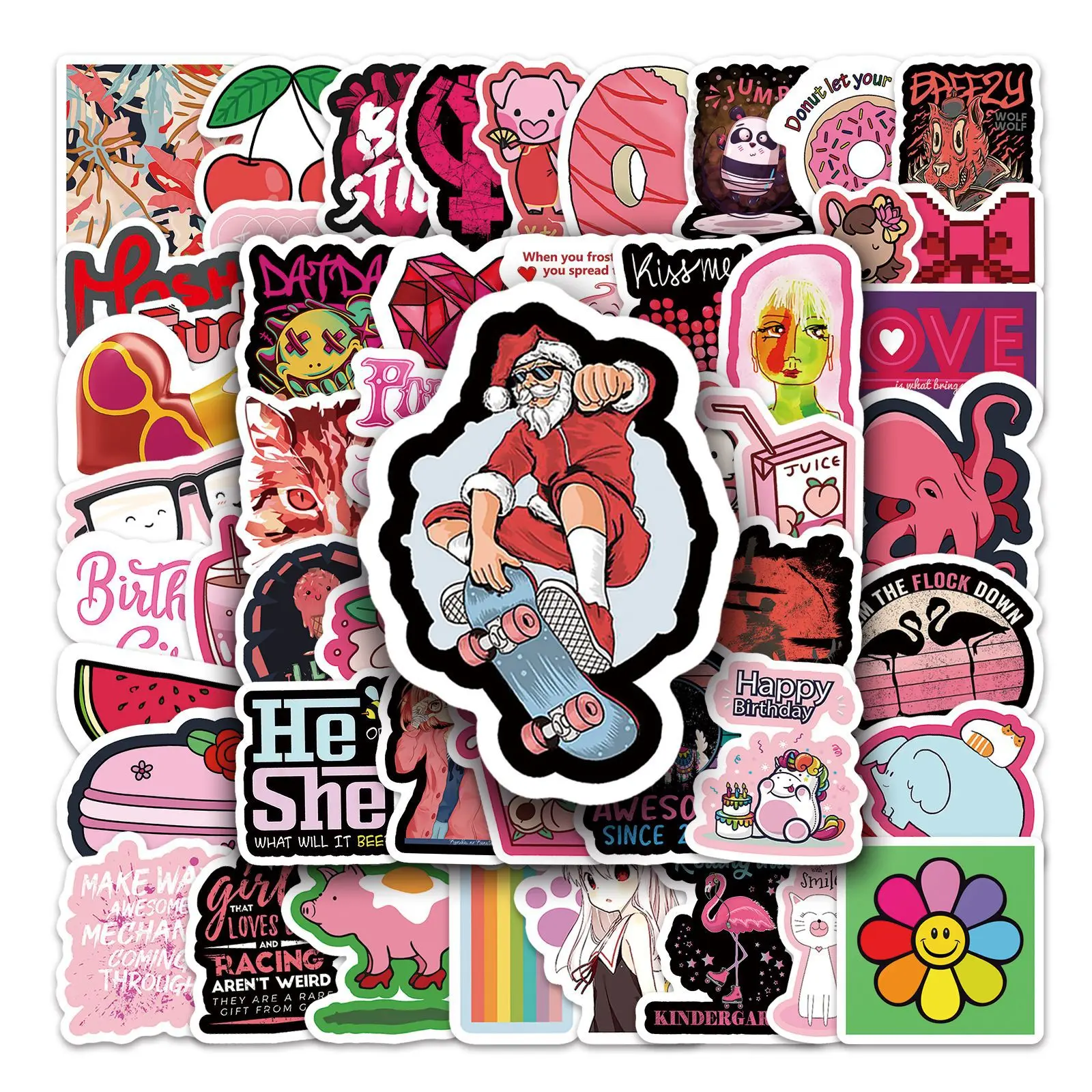 

72Pcs Ins Cartoon Red Element Series Graffiti Stickers Suitable for Laptop Helmets Desktop Decoration DIY Stickers Toy Wholesale