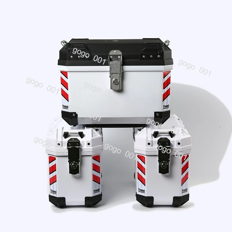 Large Capacity Motorcycle 3-Box Set for Scooter Touring, Includes Top Case & Side Cases, Durable Plastic Material