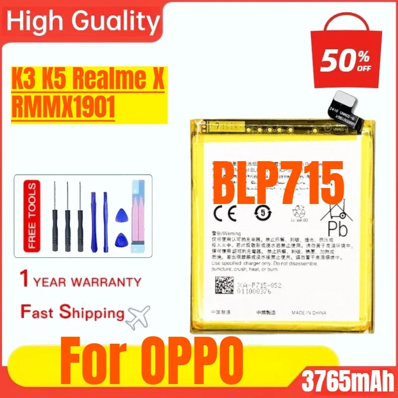 BLP715 for OPPO K3/K5/Realme X RMMX1901 Mobile Phone Battery  High Capacity Battery Replacement Bateria with Tools
