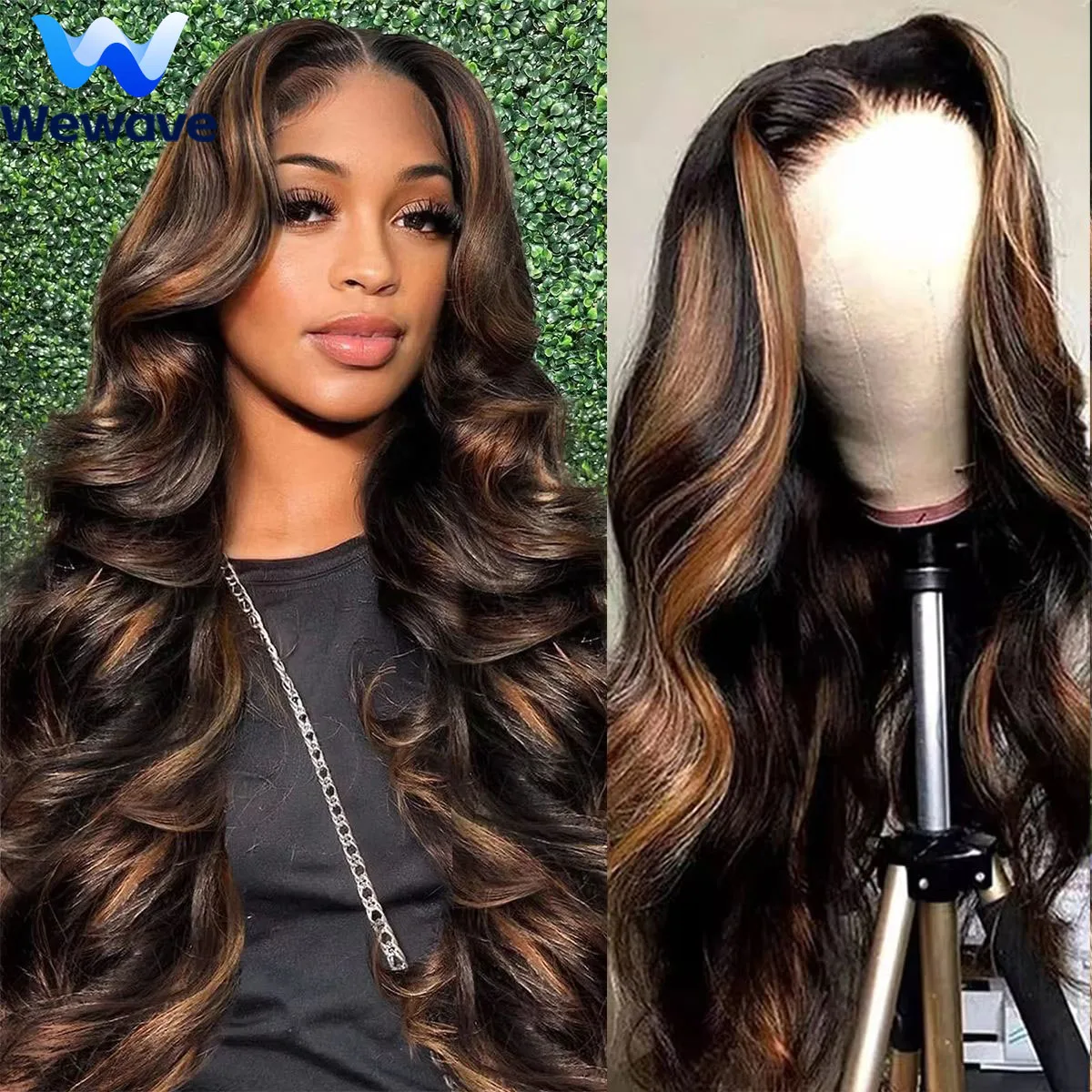 

Wewave Объемная волна Парики из человеческих волос 1b30 Выделите парик из человеческих волос 36-дюймовые парики из человеческих волос Hd Фронтальный 13x6 13x4 отбеленные узлы