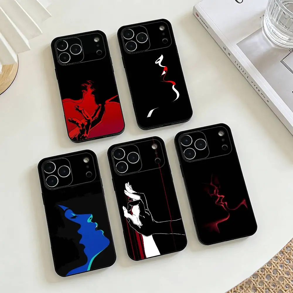 

Elegant Line Silhouettes Phone Case For iPhone 17,16,15,14,13,12,11 X XR Plus,Soft Silicone Black Cover
