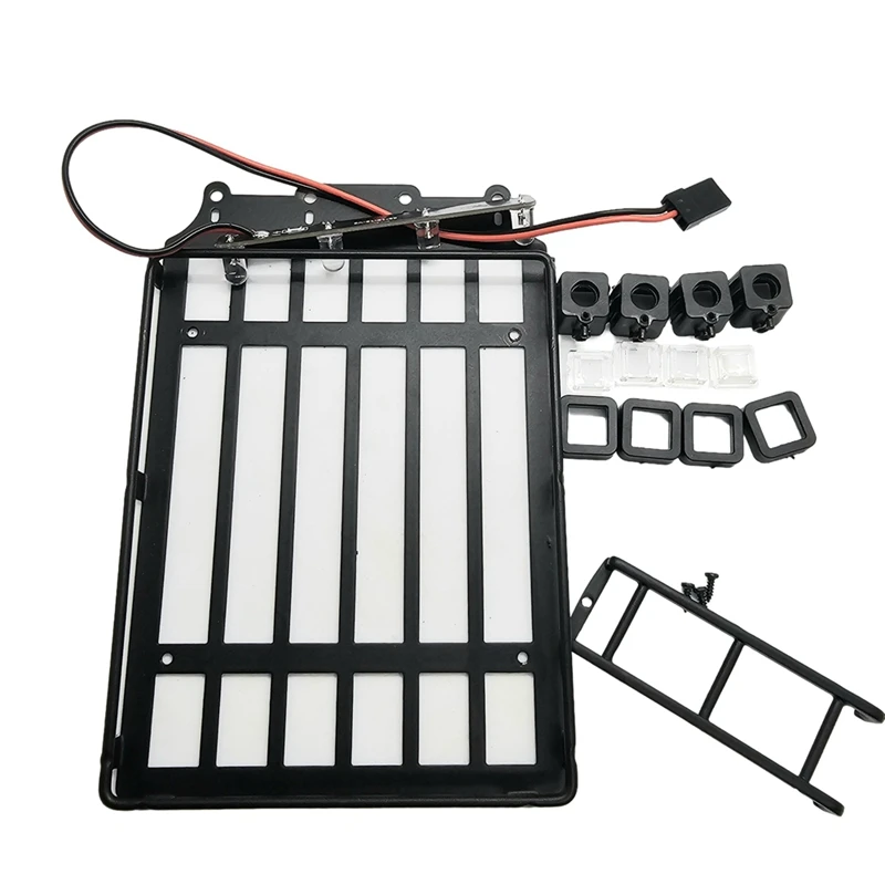 แร็คหลังคาอเนกประสงค์ที่เก็บกระเป๋าเดินทางบนหลังคารถโครงรถพร้อมไฟ LED สำหรับชิ้นส่วนรถตีนตะขาบบังคับวิทยุ1/18 C8801