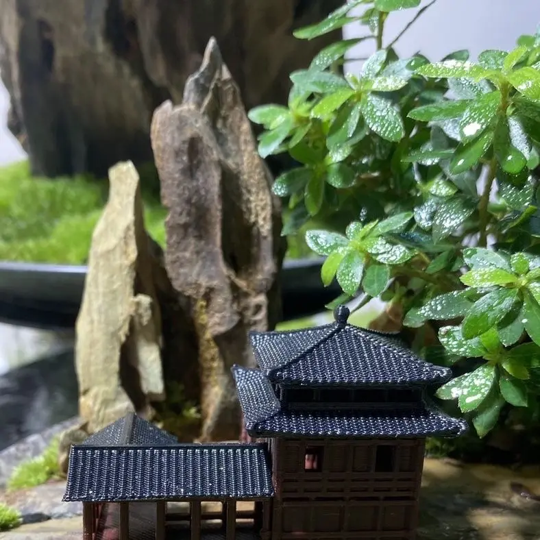 Plastics Chinese Style Ancient Architectural Model Aquarium Micro Landscape Bonsai 3D Printing Art Decoration Ornament ZD262 image 6
