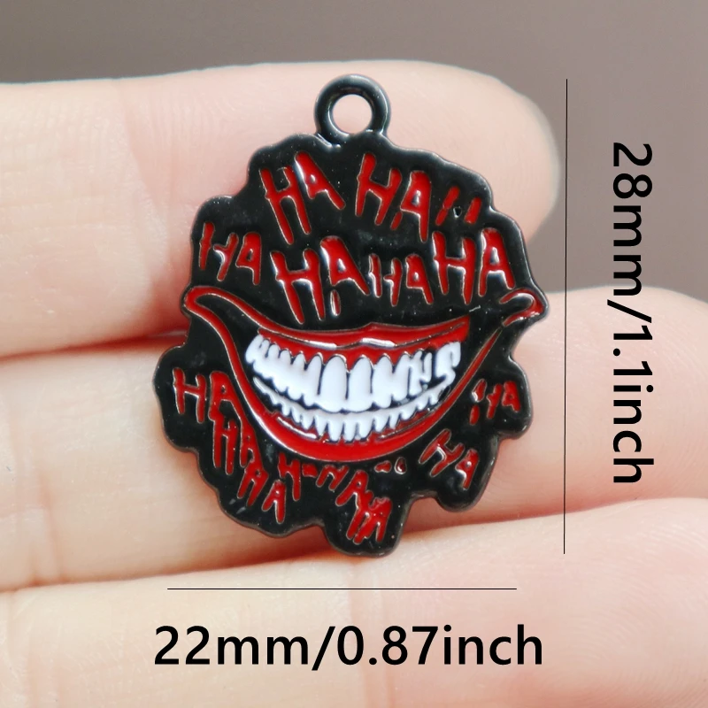 8pcs Funny Pop Smiling Mouth Metal Charms Halloween Gothic Alloy Pendant DIY Necklace Bracelet Earrings Keychain Accessories