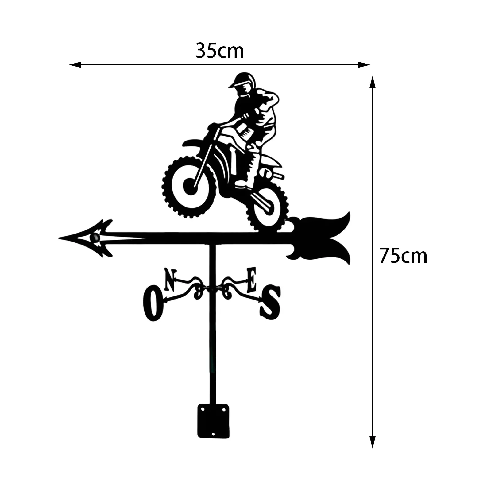 Motorcycle Weathervane Art Black Metal Wind Direction Indicator Outdoors Decorations for Garden Roof Yard Building Wind Vane