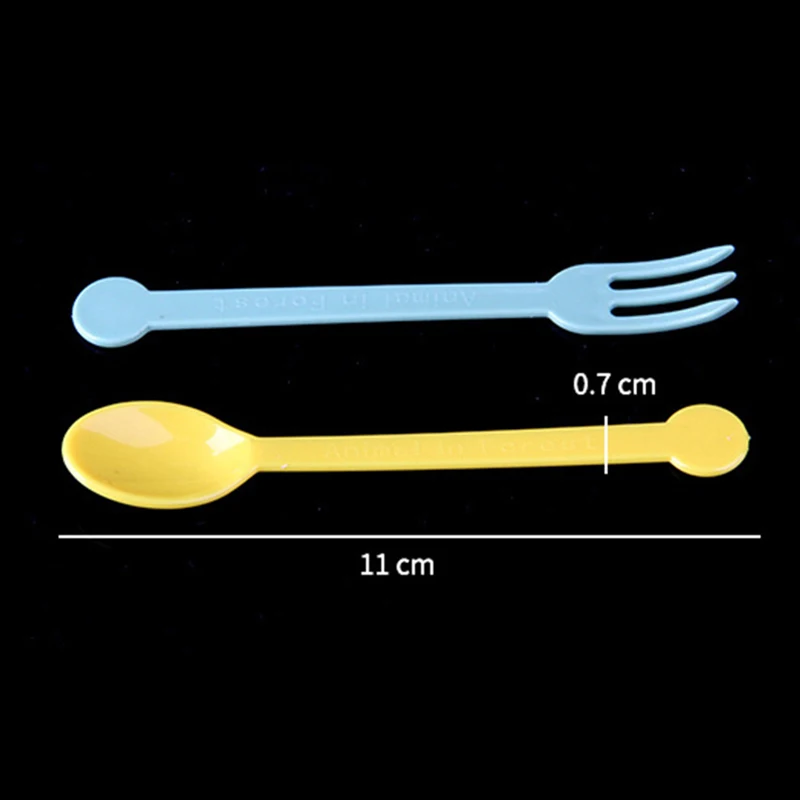 1set Fruit Fork and Spoon Set For Kids Mini Cartoon Food Selection Children Snacks Cake Dessert Food Fruit Fork Party Decoration