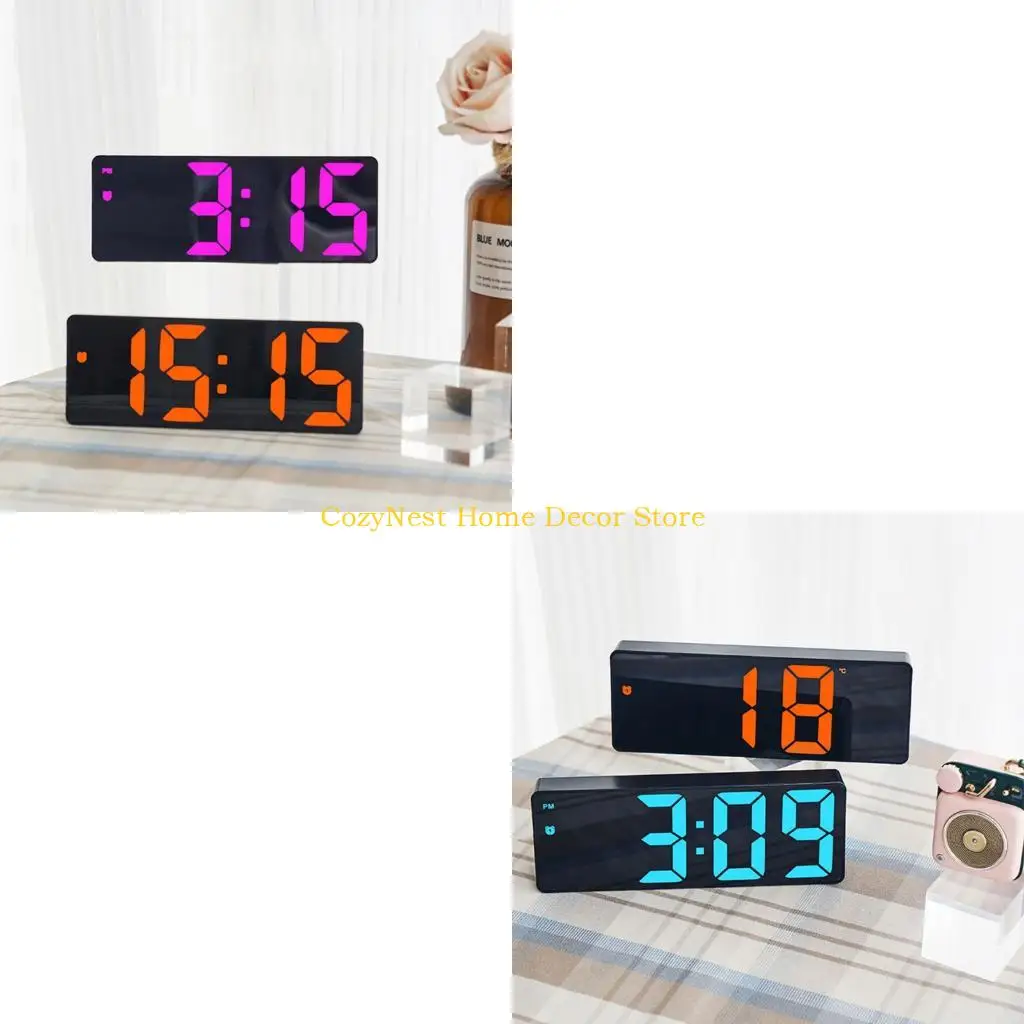 92MF Digital Wall Clock with Big LED Display,Temperature Alarm Clock Wall Mounted Desk Clock for Classroom Bedroom Decors