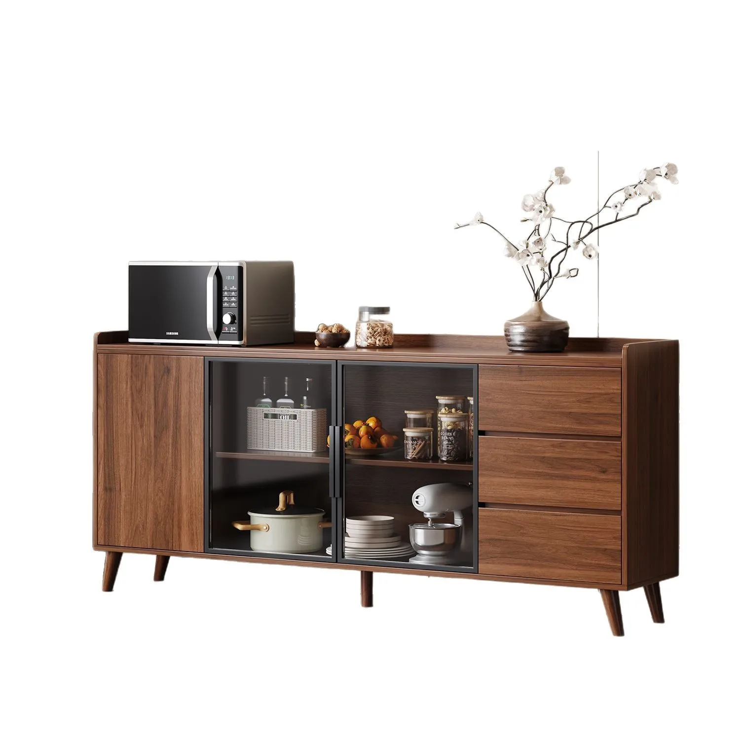 

Medieval style solid wood dining side integrated against the wall household retro locker Nordic kitchen