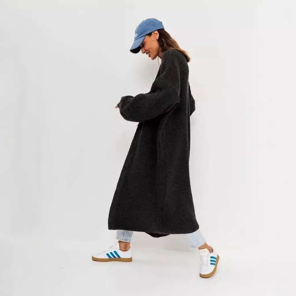 

Women's Long Knitted Sweater Casual Loose Coat Autumn Winter New European American Style Women's Fashion Top