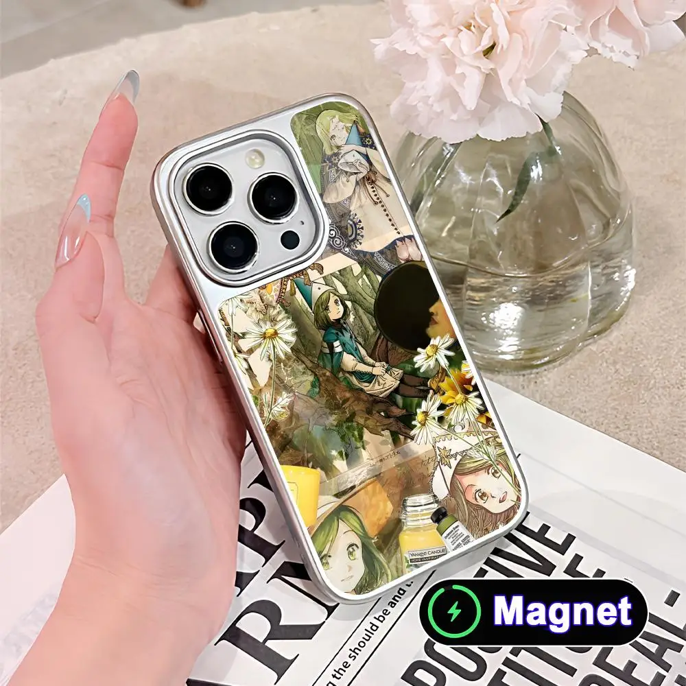 

Witch Hat Atelier Coco Phone Case for iPhone 17 16 15 14 13 12 11 Air Pro Max Plus Electroplated Silver Magnet Cover