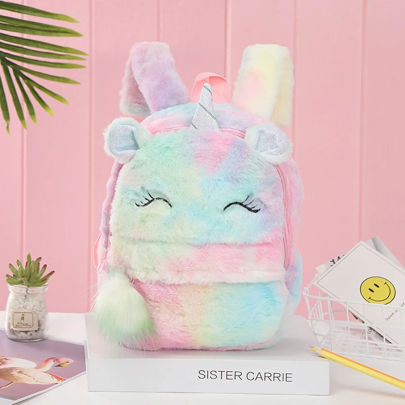 

Cute Cartoon Backpack Girl Plush Unicorn Backpacks Cute Fashion Fur Backpacks Children Schoolbag Kids Gift Book Bag for Birthday