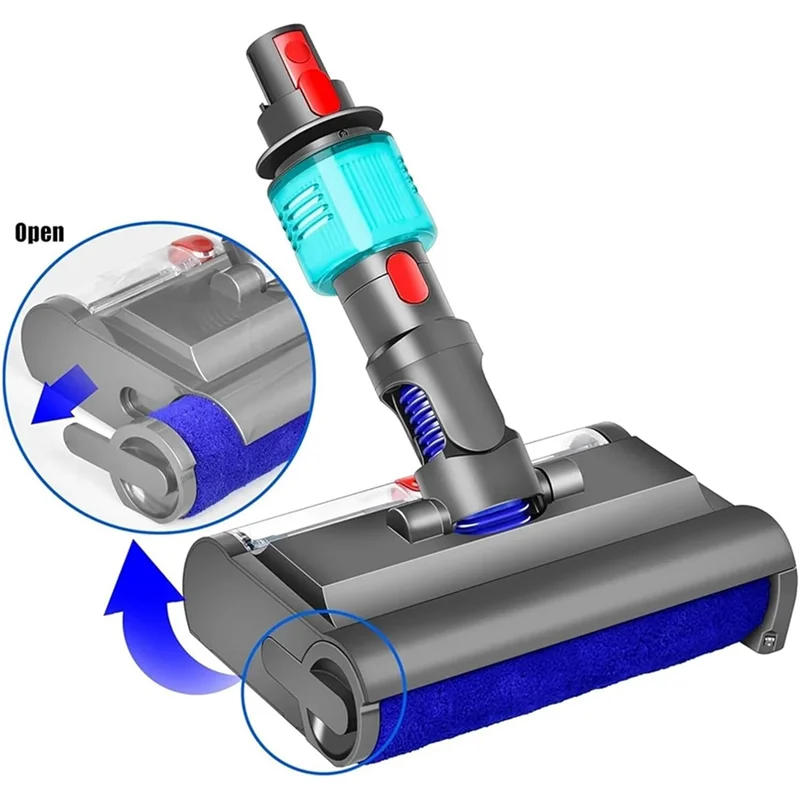 หัวม็อบไฟฟ้าแบบเปียกและแห้ง พร้อมไฟสีเขียว สำหรับเครื่องดูดฝุ่น Dyson V7 V8 V10 V11 V15 อุปกรณ์เสริมสำหรับพื้นแข็ง-CLIM