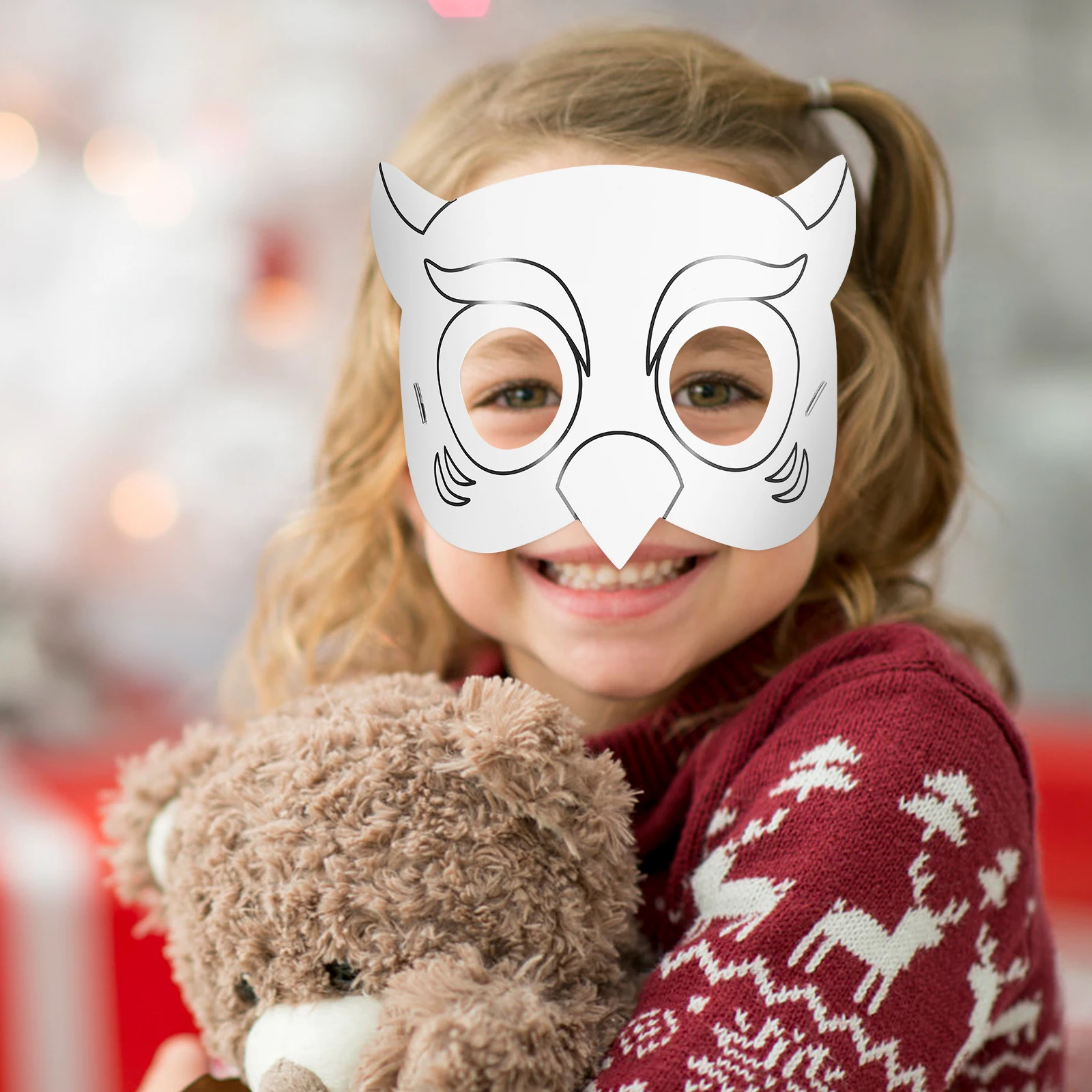 10 pezzi maschere di carta bianche Halloween bambini fai da te mascherata maschere vuote per pittura decorazioni artigianali accessori per feste cartone animato animale gufo