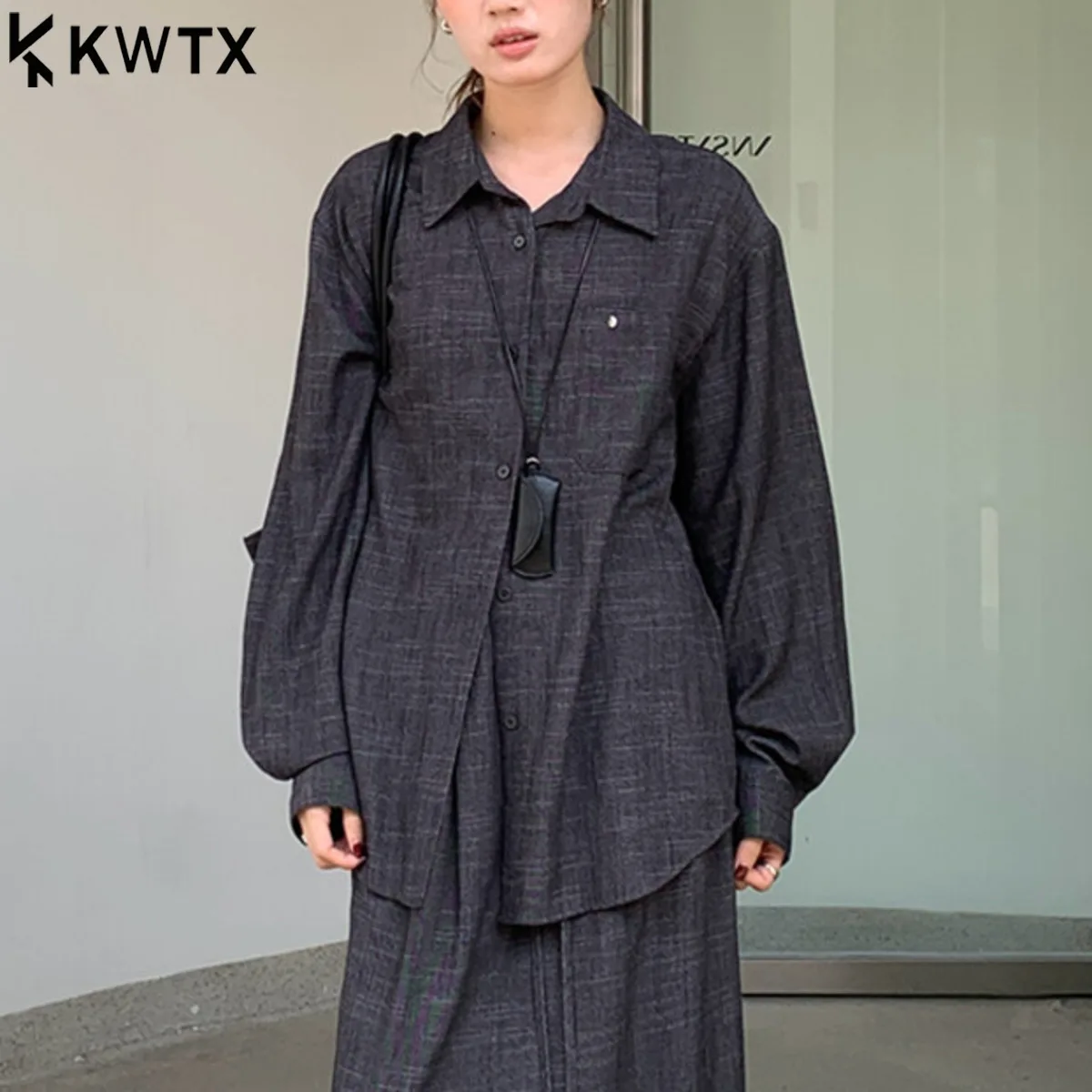 

KWTX 2025, новая модная элегантная льняная рубашка для ленивых, женская повседневная блузка с подвеской, аксессуары, модный топ ранней осени