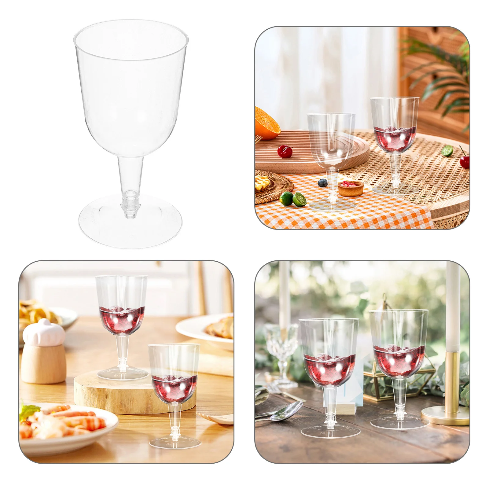 

24Pcs Transparent Plastic Disposable Wine Cups Party Glasses for Wedding Birthday Drinks Plastic Wine Cups