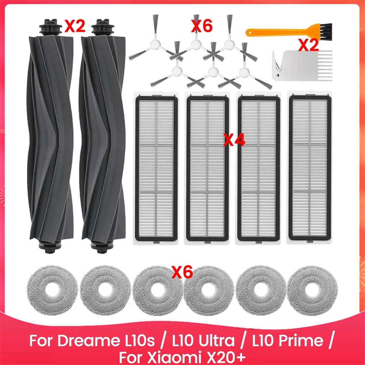Para Dreame L10s / L10 Ultra / L10 Prime / Xiaomi X20 + piezas de Robot aspirador Cepillo Lateral principal filtros Hepa paño de mopa