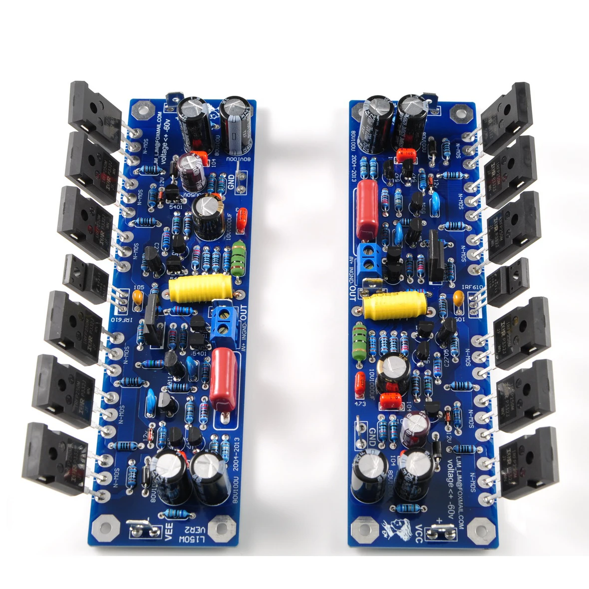 LJM L150W Class AB DC +/- 45V 200W8R (+-60V) 400W 4R (+-60V) MONO Amplifier Finished Board 200W MOSFET IRFP250 FET