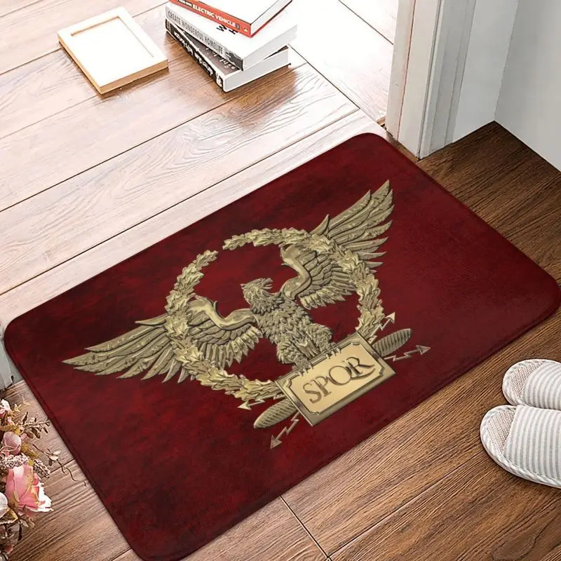 Gold Roman Imperial Eagle Front Floor Door Entrance Mats Indoor Military Rome SPQR Kitchen Bath Doormat Living Room Carpet Rug