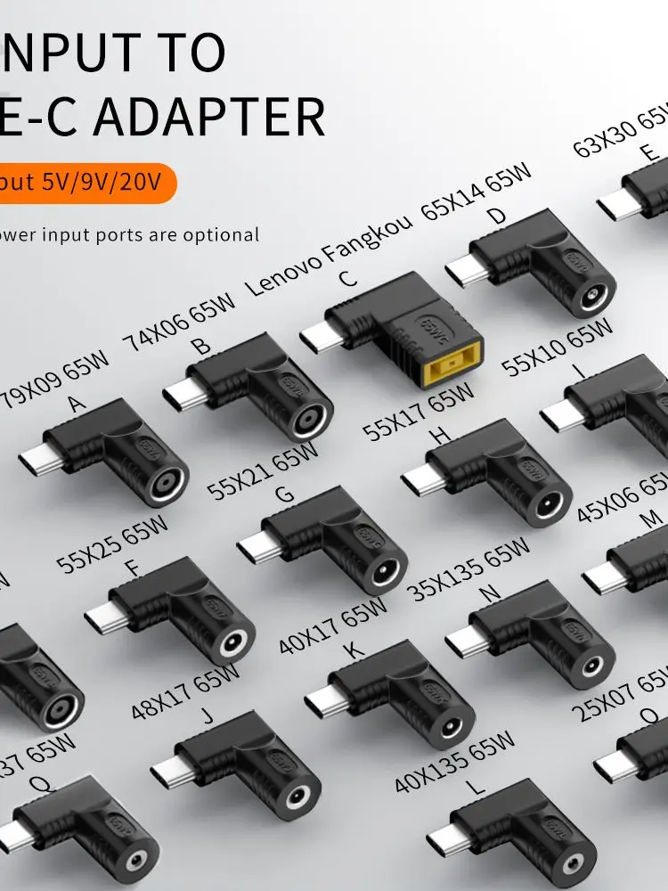 Connecteur d'alimentation pour ordinateur portable 65W DC, adaptateur convertisseur de chargeur pour Lenovo Hp Asus 7.4*5 7.9*5.5mm femelle vers USB Type C PD adaptateur mâle