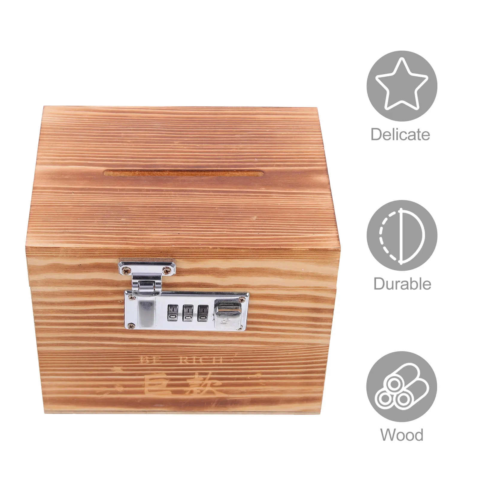 

Wooden Password Cash Box Retro Small Size Coin Jar Kids Toy Savings Money Wooden Piggy Bank Holder Gift Packaging Box