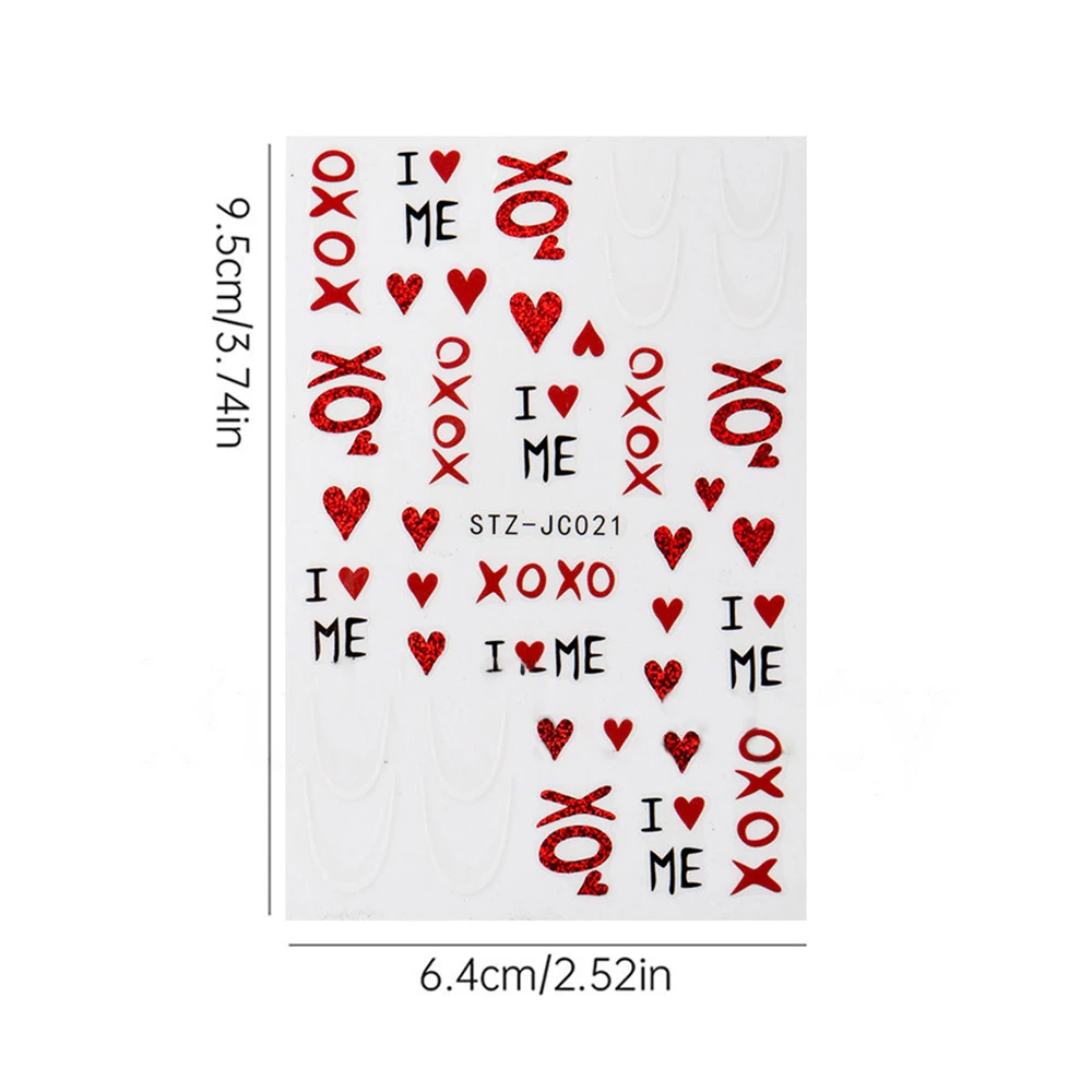 1Pcs 3D Red Lips/Love Nail Art Stickers Sexy Valentine Heart/Rose/Ribbon Self Adhesive Nail Decals for Wedding/Perty Nail Decor