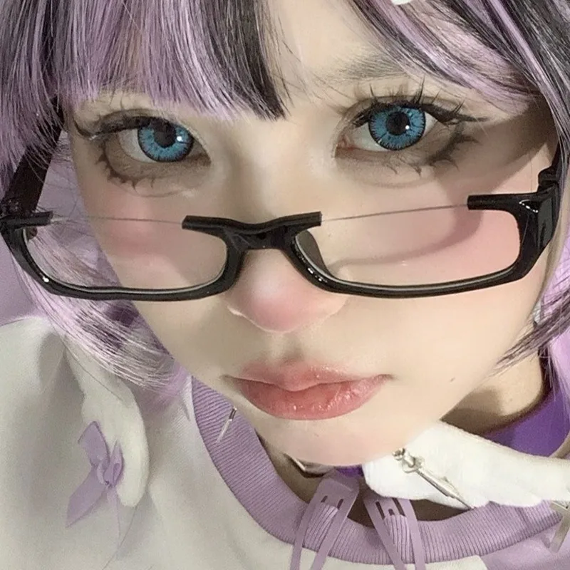 Cosplay Half Frame Glasses Vintage Reading High-definition Black Small Narrow Frame Japanese Style Party Decoration Girl Eyewear