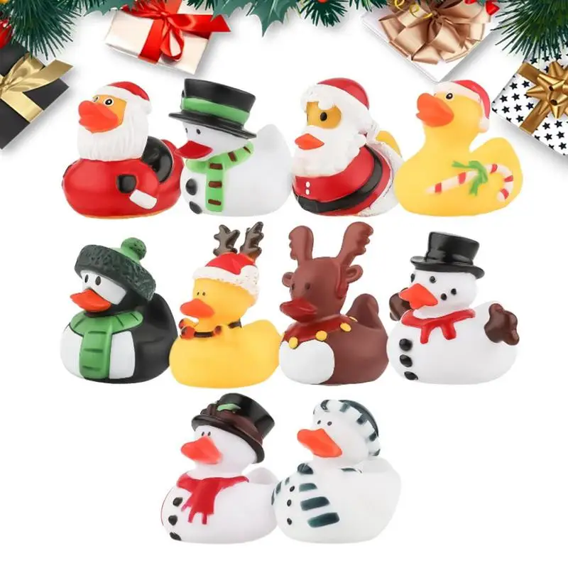 Patos de natal 10 pçs brinquedo pato banho brinquedo criar um humor de natal com pato bonito brinquedos para crianças meninas festa decoração casa