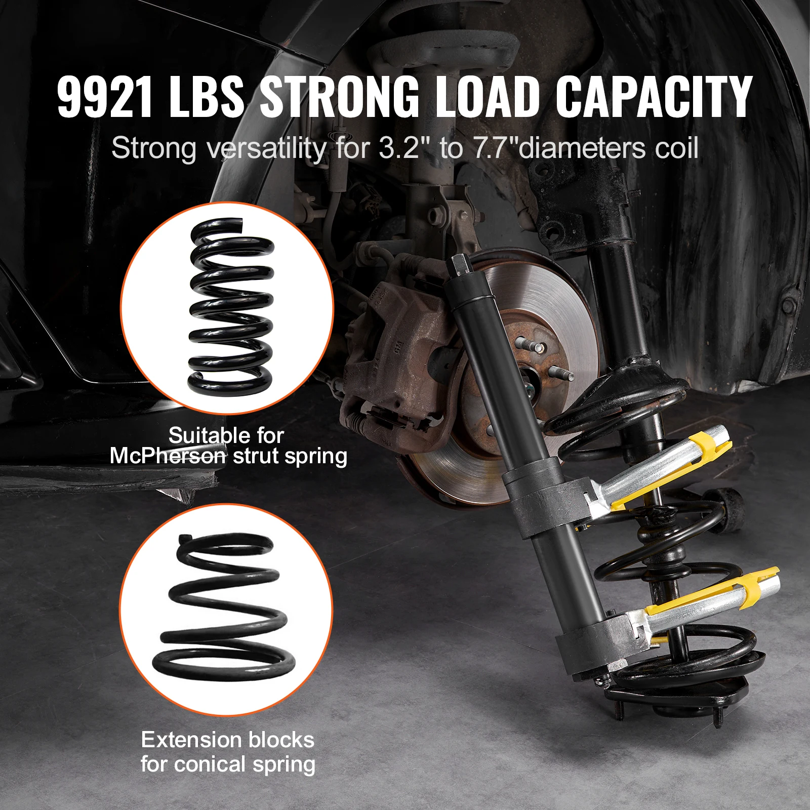 VEVOR Strut Spring Compressor Set Macpherson Strut Spring Compressor Interchangeable Fork Strut Coil Extractor Remover Tool