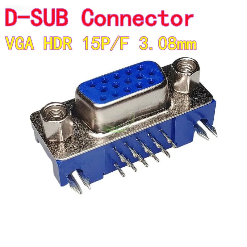 10pcs Monitor Graphics Card VGA 3.08mm Interface Socket Female Connector VGA Connector HDR15/F 3-Row 15-Pin Female Header D-SUB