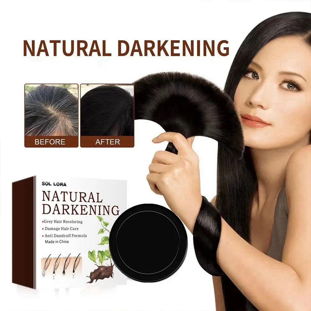 Hair Shampoo Gray White Hair Dye Canas Black Shampoo Soap Natural Smooth Moisturizing Nourishing Hair Care