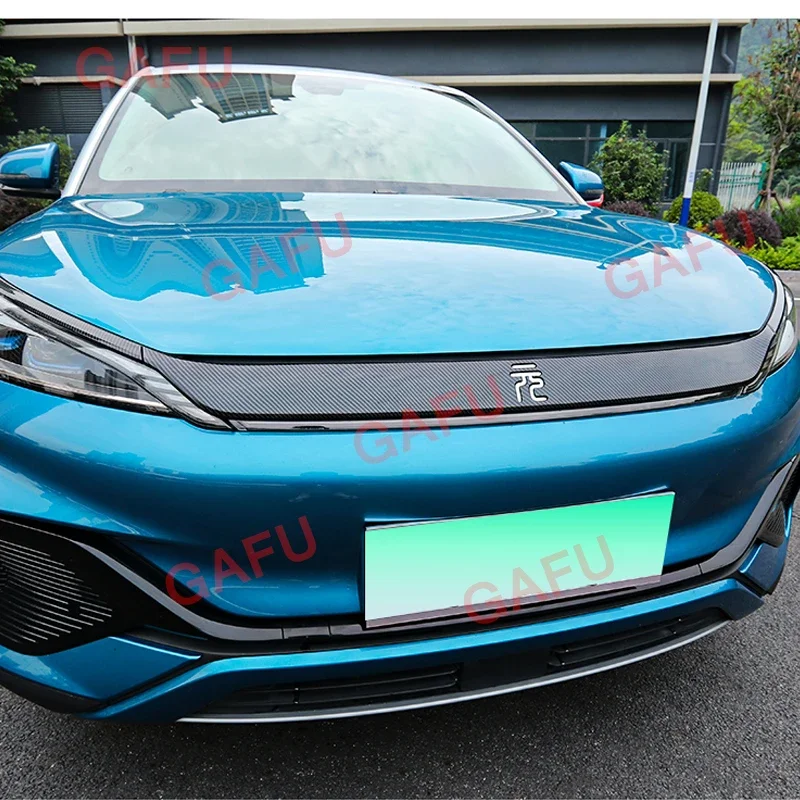 

For BYD Atto 3 Yuan Plus 2022 Car Front Grille Trim Cover Head Trim Stickers ABS Chrome Front Middle Net Decoration Accessories