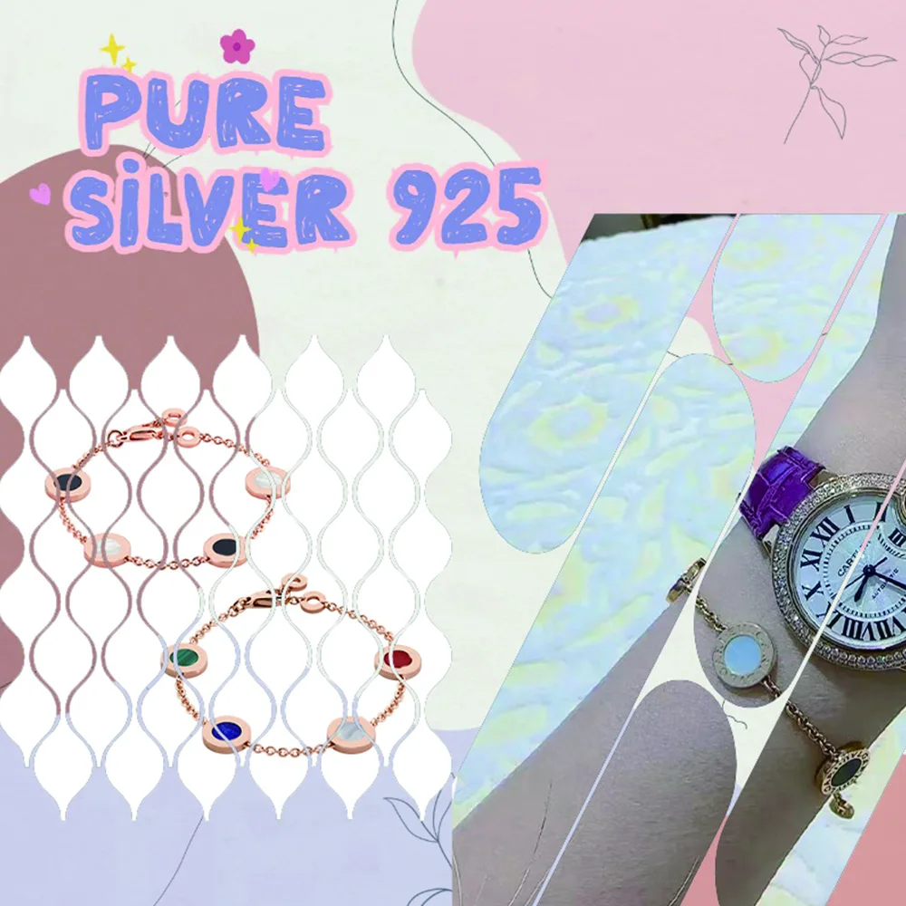 

Итальянский красочный круглый классический милый универсальный браслет из чистого серебра S925, женский браслет, подарок на годовщину