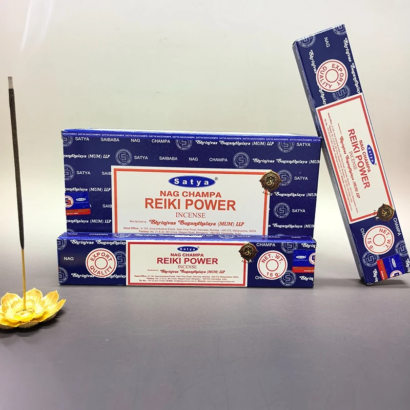 Reiki Power Incense Sticks India Satya Incenses Home Fragrance Sandalwood NAG Champa Flavors Household 6/12box Line Aromatherapy