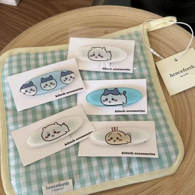 

Chiikawa Hair Clip Hachiware Cartoon Cute Character Oval Duckbill Shape Student Bangs Broken Hair Decoration Girl Birthday Gift