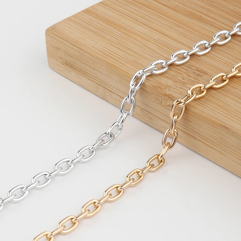 5 Yards/Roll Aluminum Chain Metal O-Shaped Chains Gold Silver Color Twist Chain For DIY Jewelry Making Bracelet Necklace