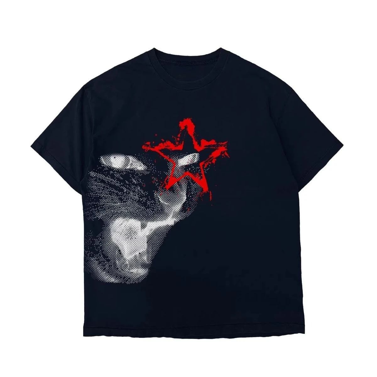 Rock Cat Fun Pattern Romantic Punk Anti-Social American Heavyweight Short-Sleeved T-Shirt for Men and Women - Y2K Style Top
