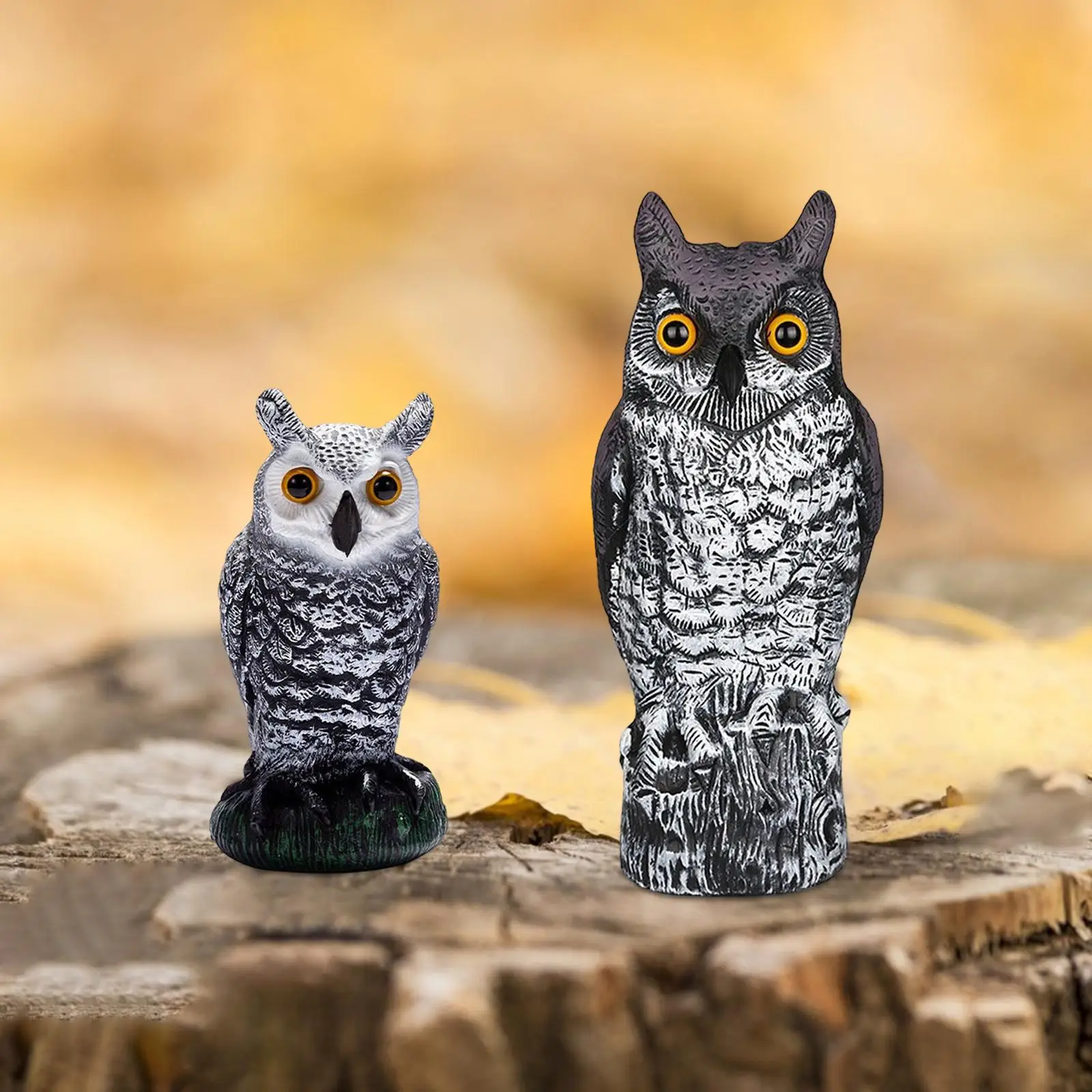 2x Owl Decoy Owl Figurine Pigeons Bird Deterrents