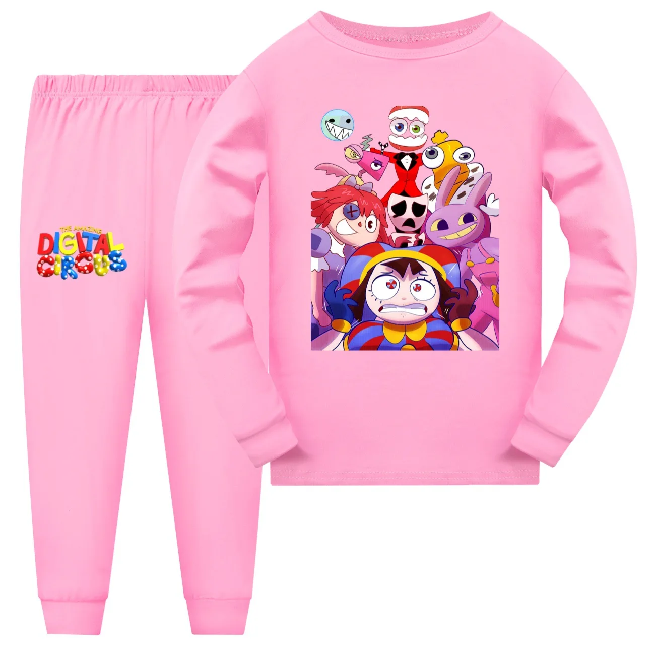 Ropa de dormir de dibujos animados para niños y niñas, Conjunto de pijama de manga larga, con estampado de Circo Digital