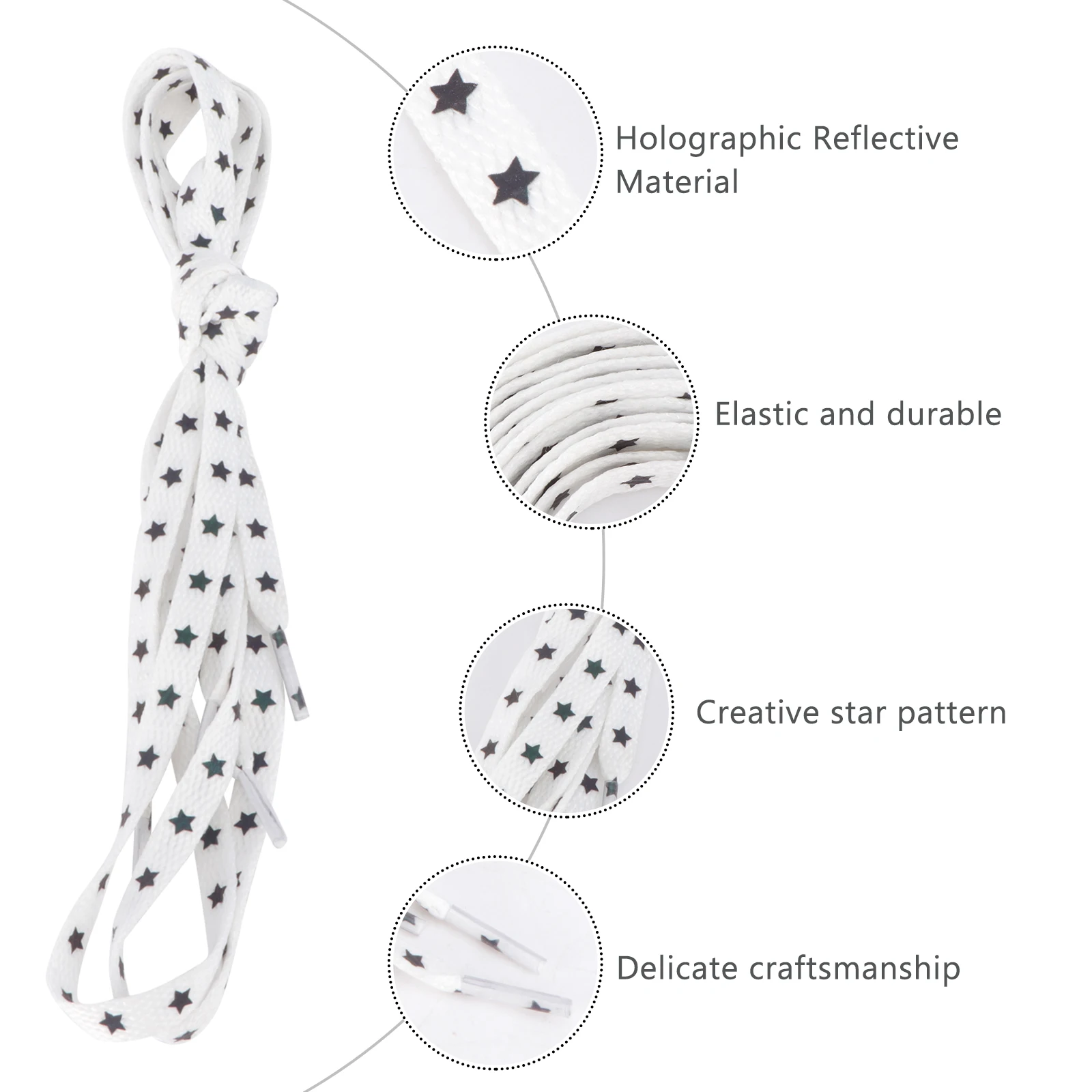 

1 Pair Star Pattern Reflective Shoelaces Luminous Flat Elastic Sneaker Laces Unisex Sports Shoe Accessories Glowing Flat Laces
