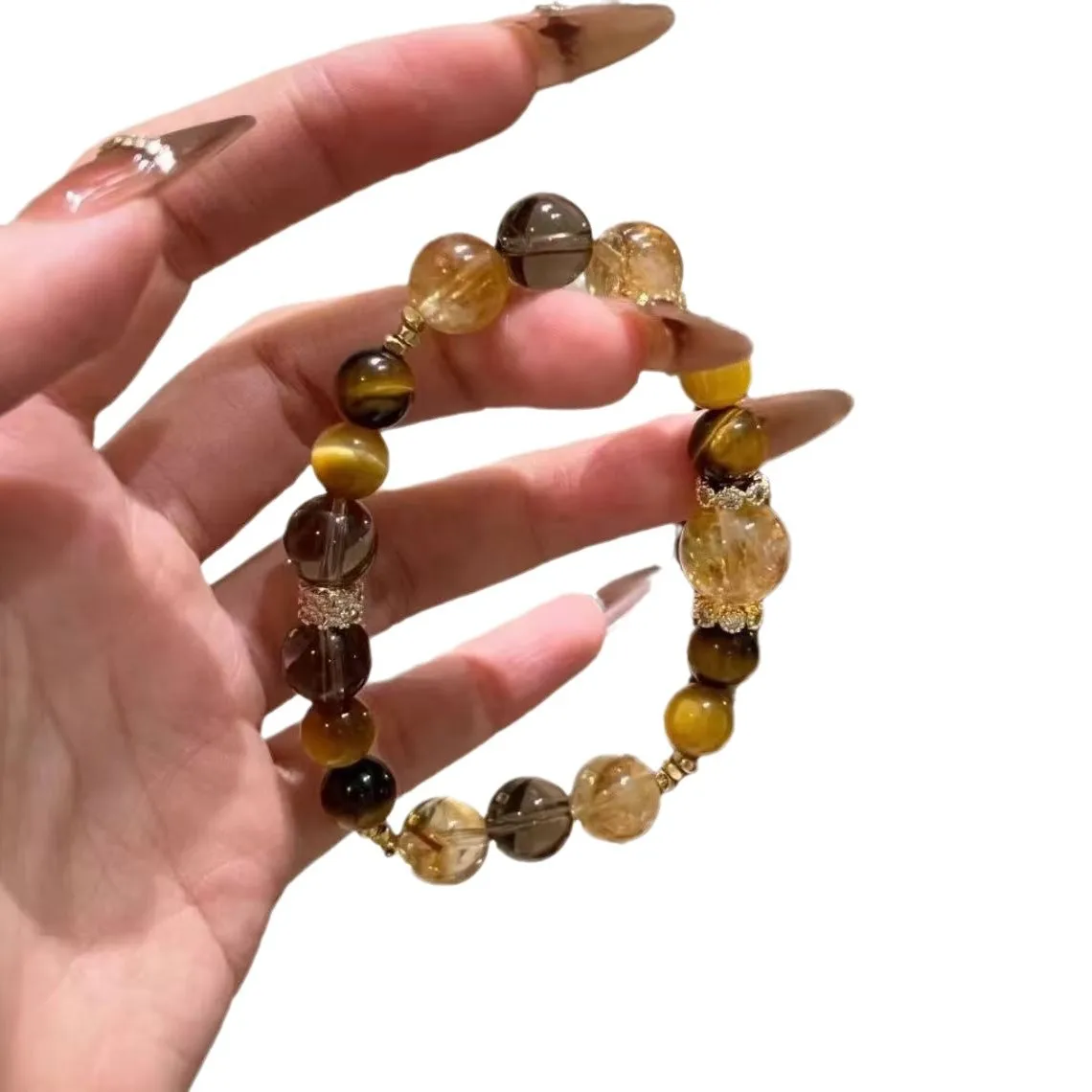 Jinba Da Comprehensive Natural Yellow Tower Crystal Golden Tiger Eye Citrine Original Design Bracelet for Friends