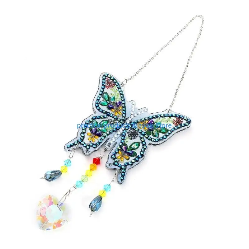 77JB Crystal for Butterfly Livragou Mit carillon vent suspendu pour décoration jardin jardin