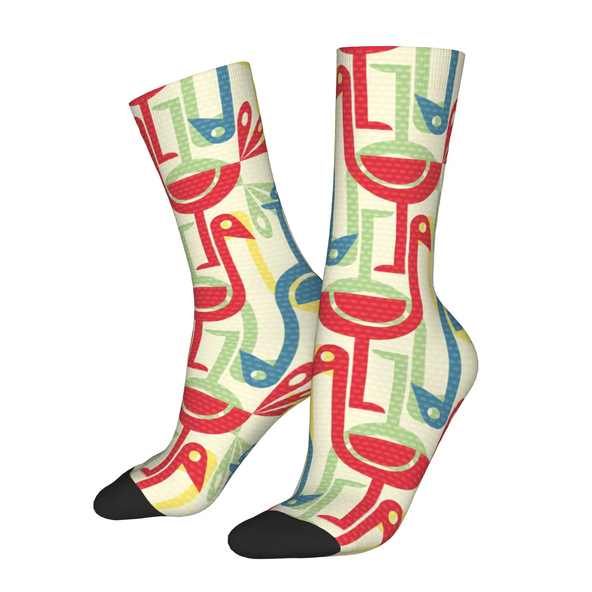 1pc Ethnic Birds  Printed Men's Socks Novelty Hip Hop Harajuku Pattern Crew Sock Casual Gift