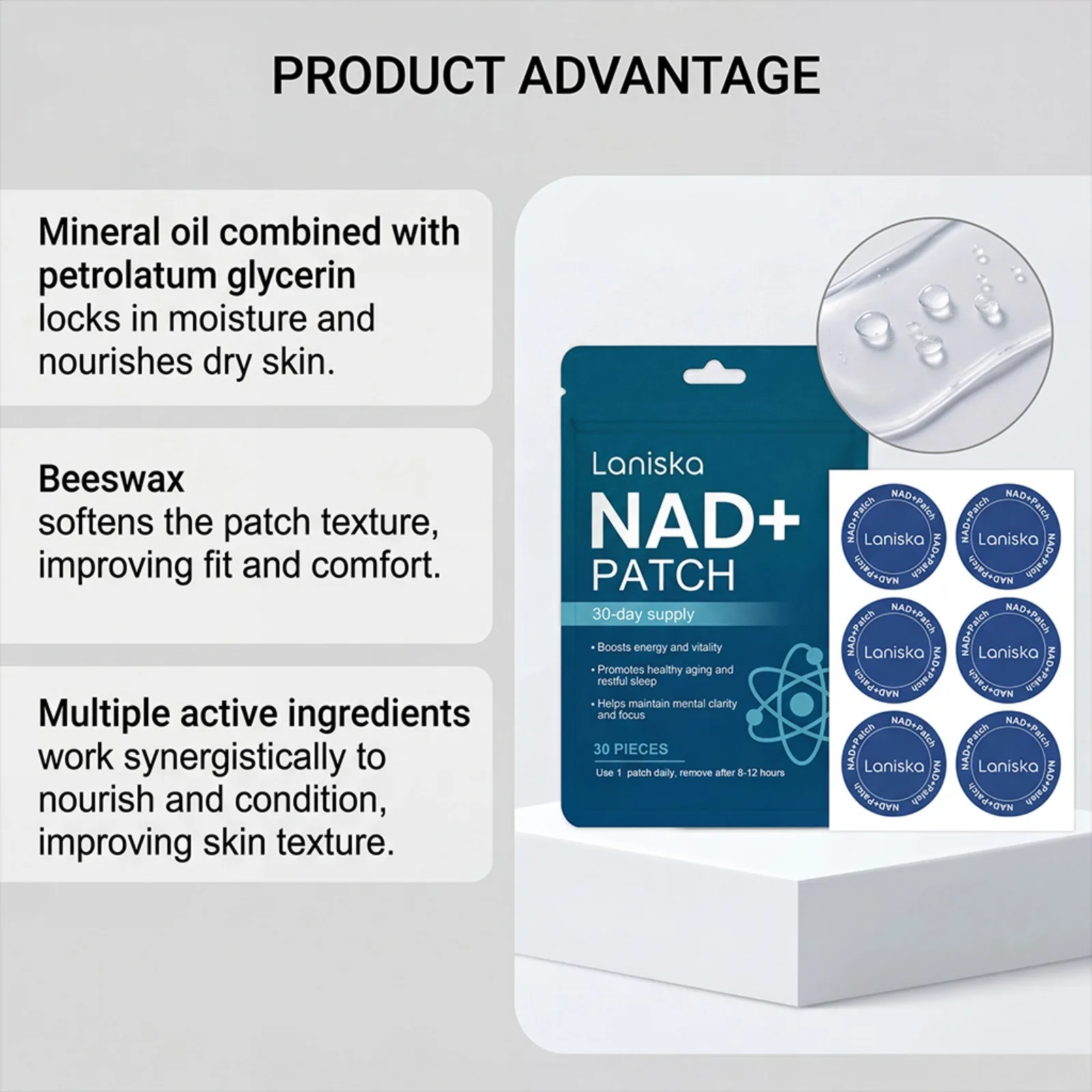 NAD+ Hautpflege-Patch Nährend Tragbar Einfach Anzuwenden Sanfte Tägliche Pflege Leichtgewichtig Feuchtigkeitsspendend Tragbare Nährende Hautpatches – Detail 7